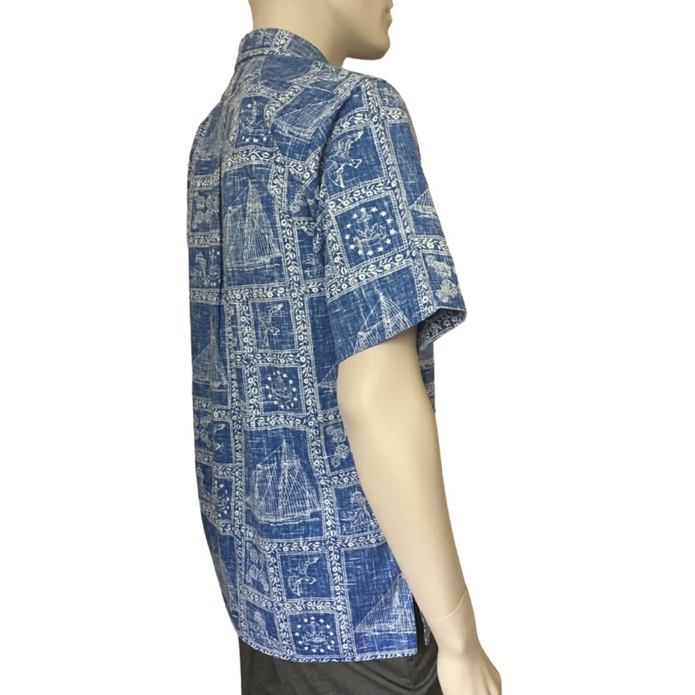 REYN Spooner Authentic Vintage Hawaiian Shirt Top Tiki Nautical Theme NWOT - Picture 2 of 11